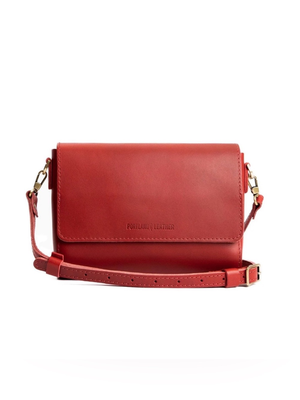 Portland Leather Red Flap Crossbody Bag